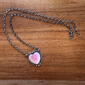 Pink Conch Heart Pendant Necklace